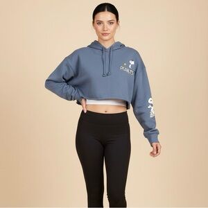 Peanuts Women's Charcoal Cropped Hoodie